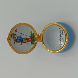 Vintage Alastor Enamels Pill Trinket Box If I First You Don’t Succeed…Cheat Golf